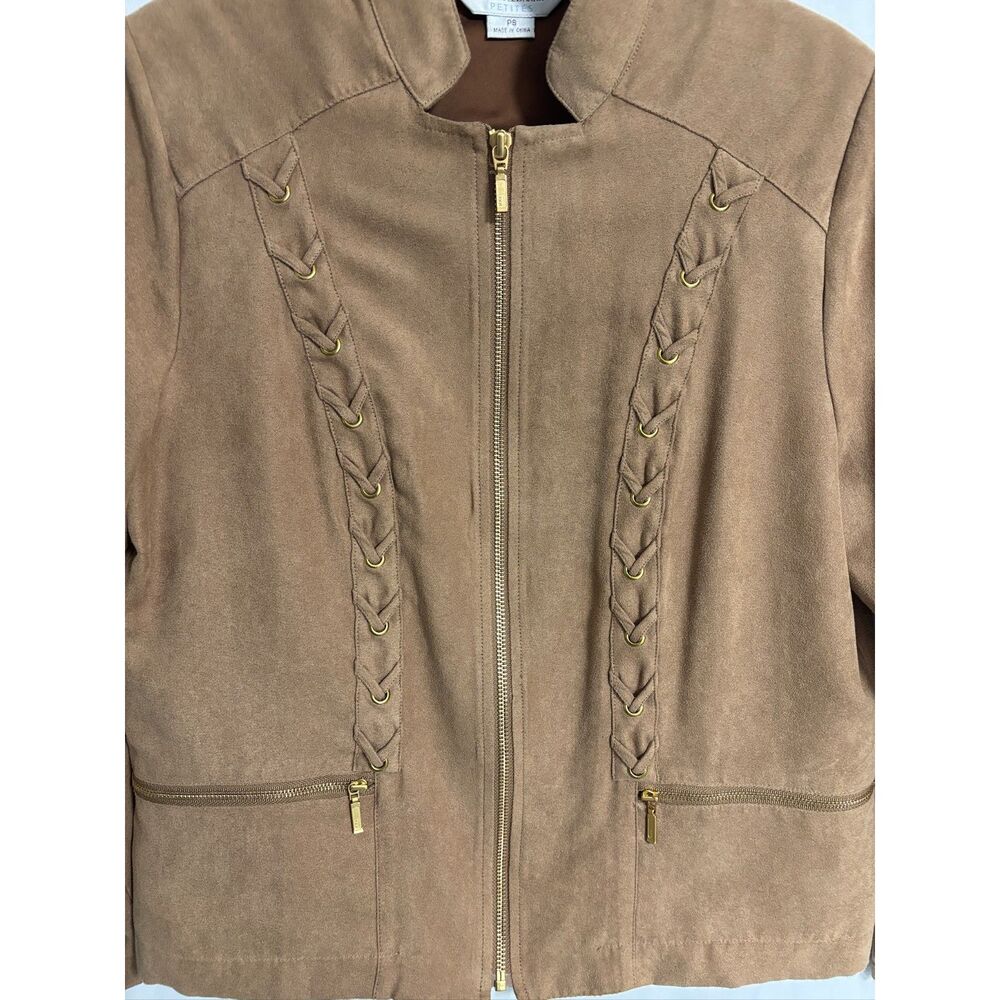 Draper's & Damon's Faux Suede Zip Jacket  Braided Trim Western Bohemian Chic PS - Picture 4 of 11